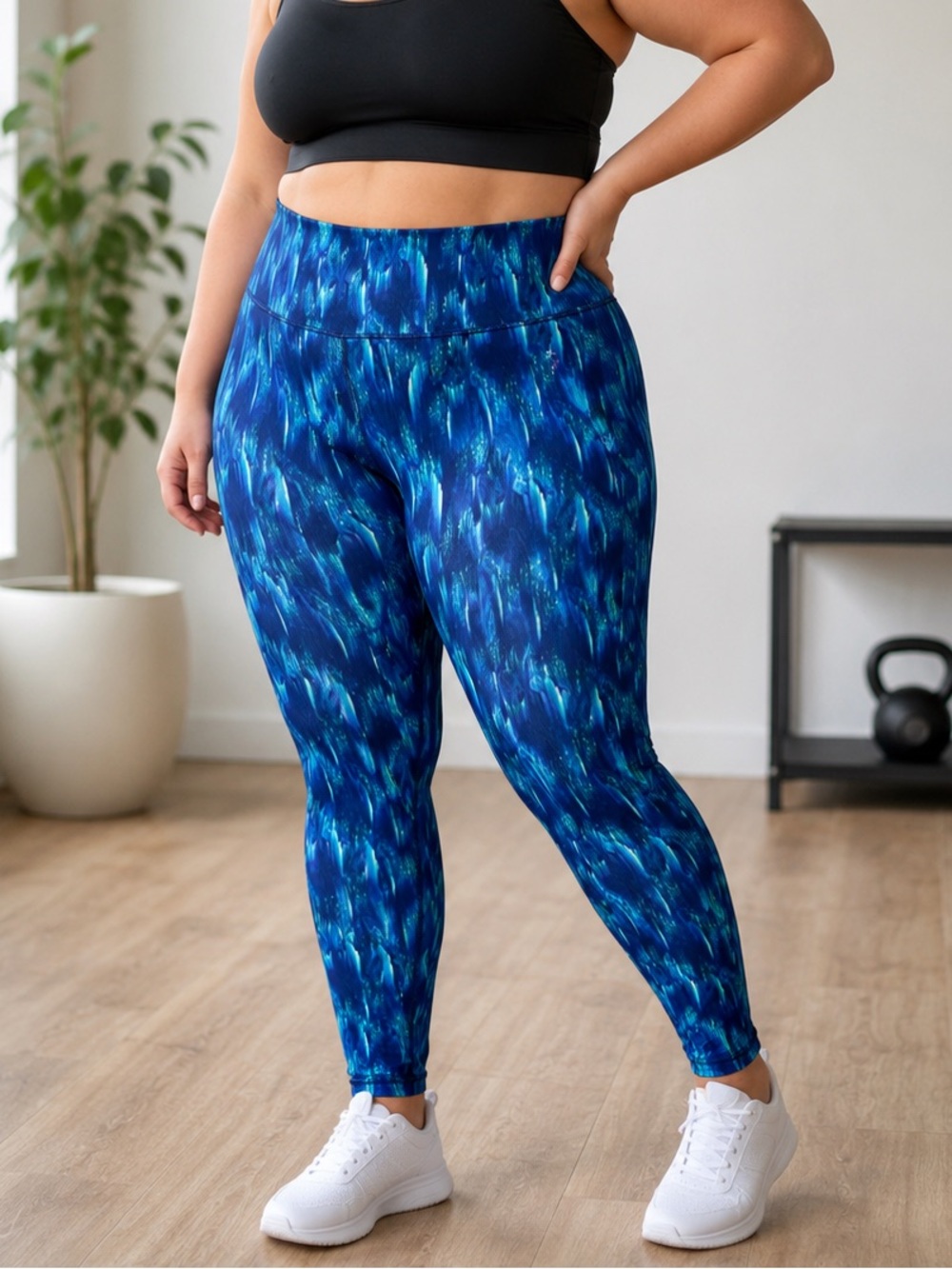 Xersion 2XL Blue Phoenix Quick-Dri Athletic Leggings NWT Plus Size Athleisure